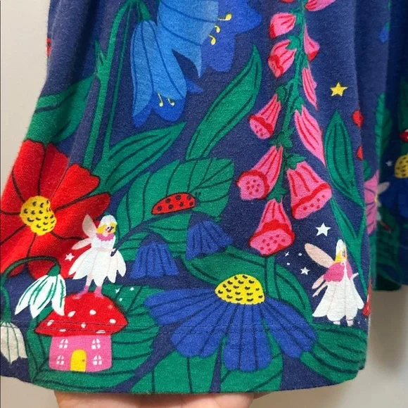Mini Boden Dark Blue Dress with Colorful Fairy 🧚‍♀️ & Floral Design Size 5-6 Y - Picture 3 of 10